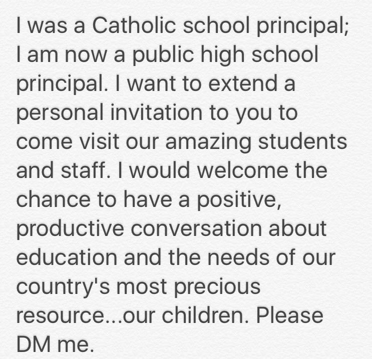 joykelly05's tweet photo. An open invitation to @BetsyDeVos to visit an Iowa public high school. Please RT https://t.co/0mkCY8dVGc