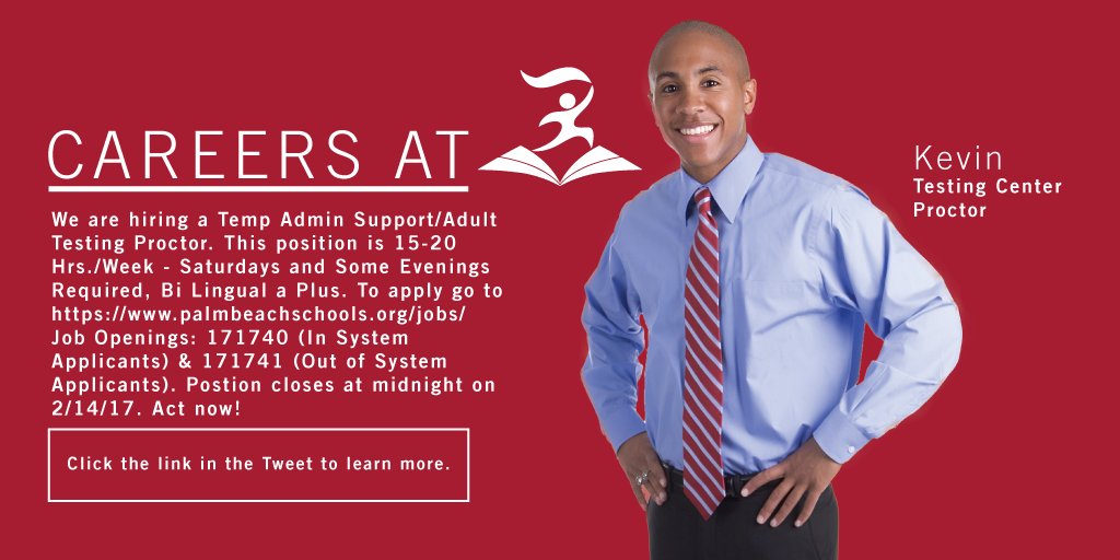 JoinACEPBC's tweet image. #NowHiring! Adult Testing Proctor 15-20 Hrs./W - Sat. &amp;amp; Some Evenings Required palmbeachschools.org/jobs/ Job Opening: 171740 &amp;amp; 171741