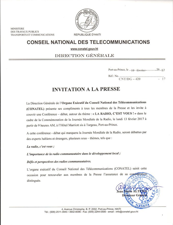 Invitation à la presse | Journée mondiale de radio
#JournéeMondialedelaRadio
#WorldRadioDay
#JMR