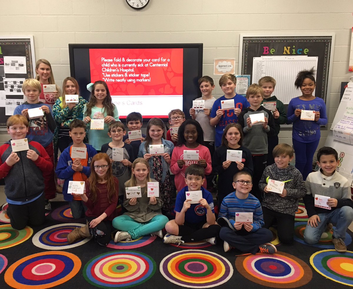 wcsMCES's tweet photo. Fourth grade Chargers made Valentine's Day cards for pediatric patients during recess! #BeNice https://t.co/59KUzpiJkW
