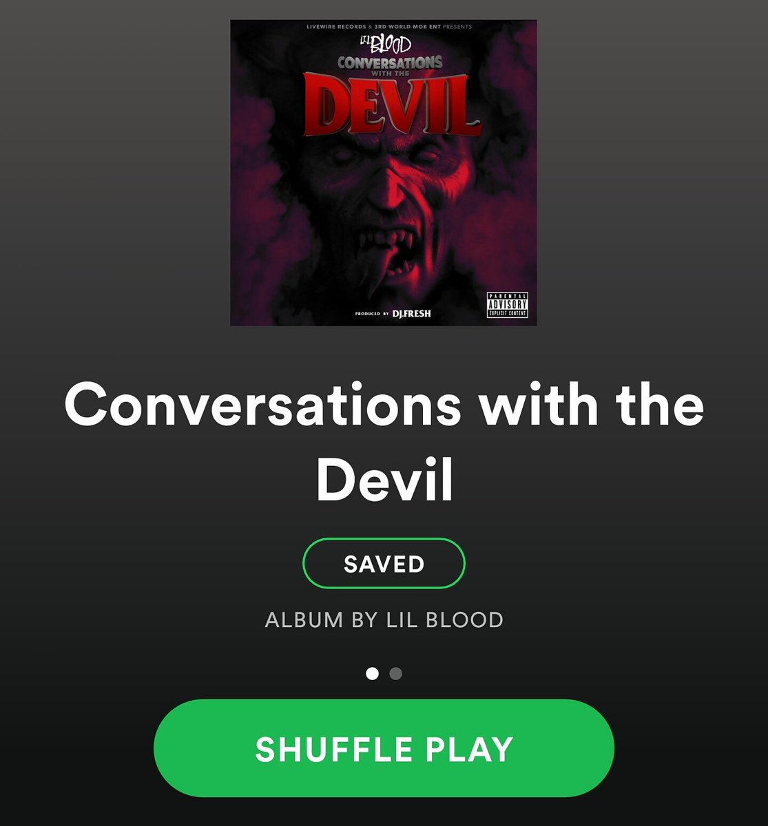 DrewJS81's tweet photo. Got this new @lilblood_DAkid @DJFreshX3 album #ConversationsWithTheDevil #Slappin winding down this last hour at work! 🎵 https://t.co/Oz7yaOxHnJ