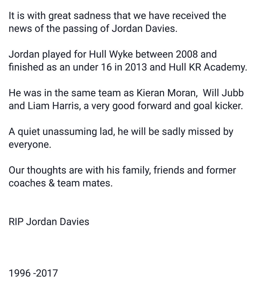 HullWykeRL's tweet photo. RIP Jordan https://t.co/9PBZnbKQad