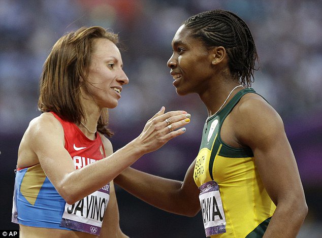 DailyMail's tweet photo. Caster Semenya takes London 2012 gold after Maria Savinova is stripped of the honor and banned for doping https://t.co/x2rKO649iH https://t.co/Z8RRSYDtGz