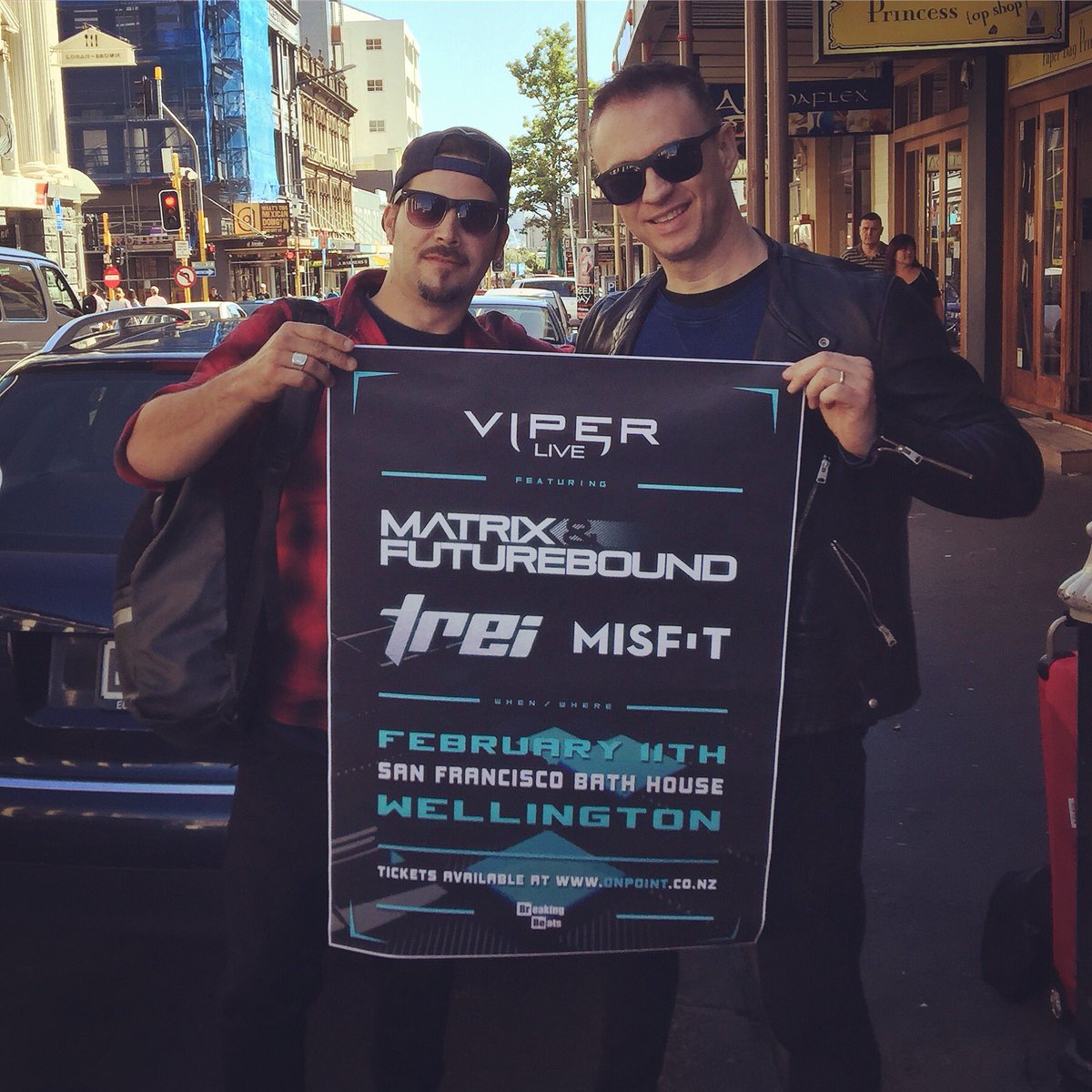 ViperRecordings's tweet photo. .@treimusic & @matrixandfuture have arrived in sunny #wellingtonnz ๐ณ๐ฟfor #viperlive @ BreakingBeats alongside @FelicityMisfit ๐
#DnB ๐ฅ๐ฅ๐ฅ https://t.co/MVqrFLDpKO