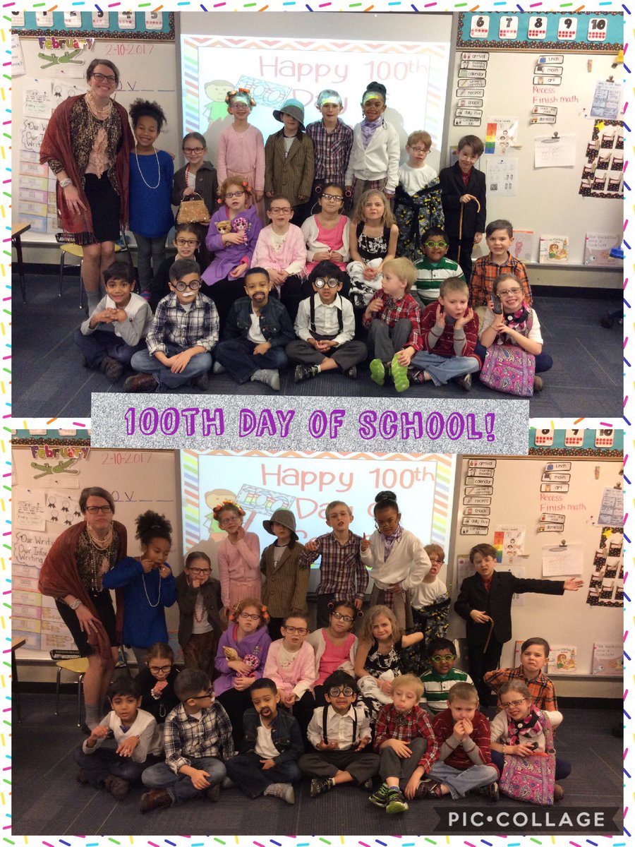 mrsdipzinski's tweet photo. To say we had a blast on our 100th day of school is an understatement!! These firsties are 100 days smarter! @WassWolves https://t.co/srGN8SuZSP