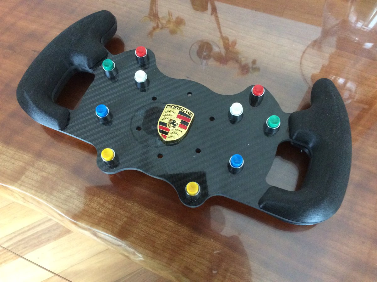 OpenSimRigs's tweet image. Audi race wheel replica, 5mm carbon fibre frame, rubber composite handles.