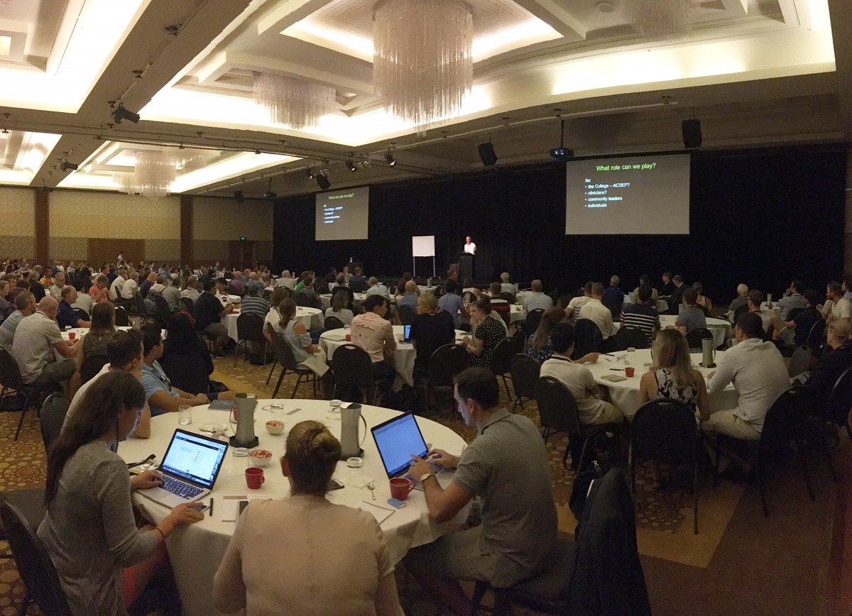 ACSEP_'s tweet photo. It's a full house for our Key Note Workshop with @BJSM_BMJ looking at how we increase the impact of SEM in the community #acsep2017 https://t.co/sGIEvlQdep