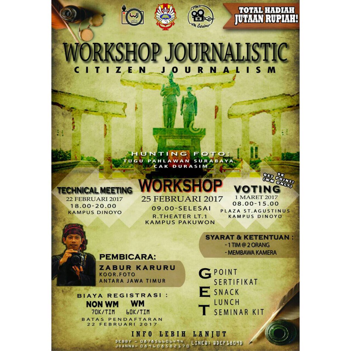 Ayo segera daftarkan dirimu dan raih hadiah jutaan rupiah. Untuk info lebih lanjut hubungi kontak yg sudah tertera di poster. Terimakasih☺️