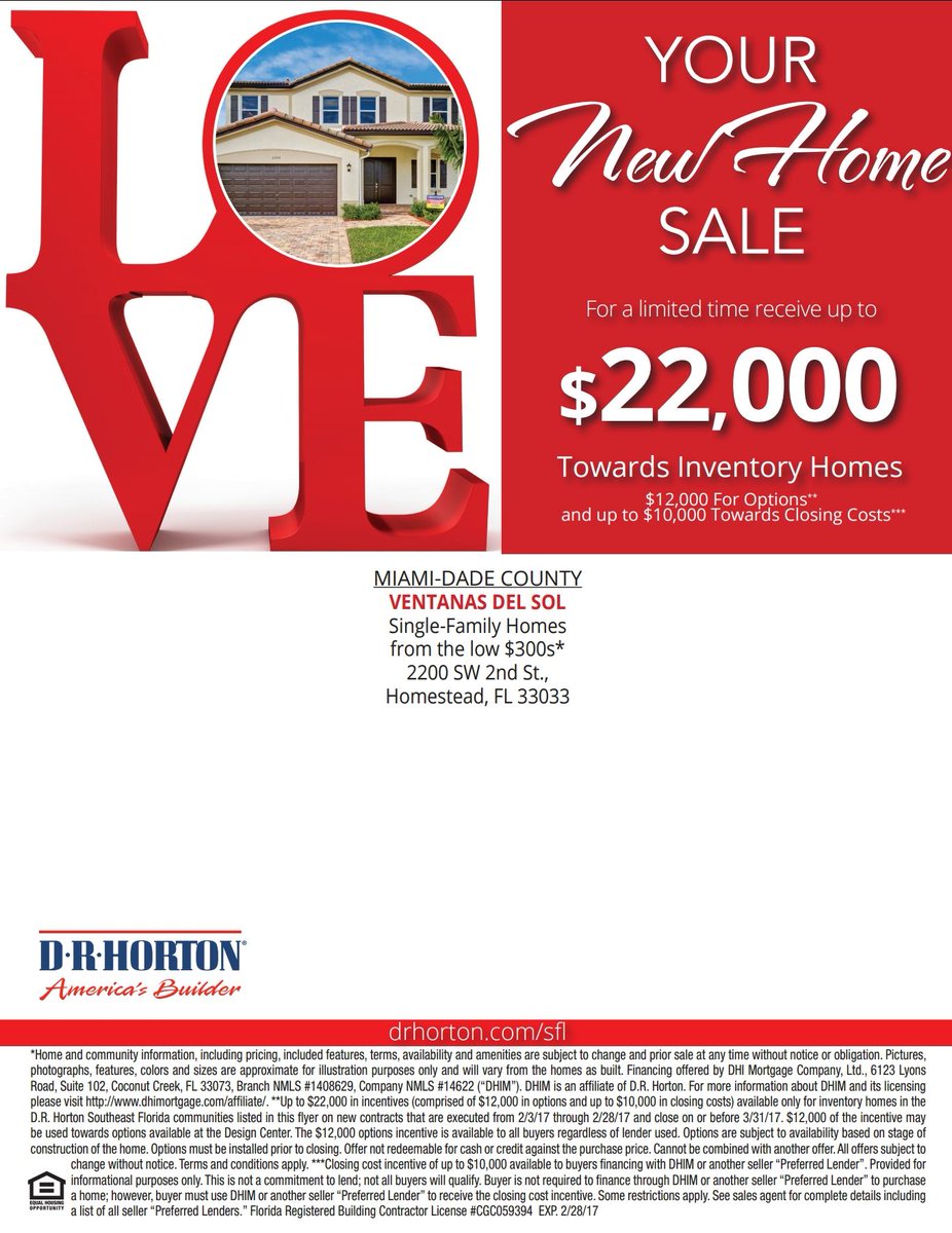 HomeBuilderNetw's tweet photo. Get an amazing $22k incentives at Ventanas Del Sol in #Homestead till end of Feb. https://t.co/3Hk4ihYHjs https://t.co/CLs3mOYEMR