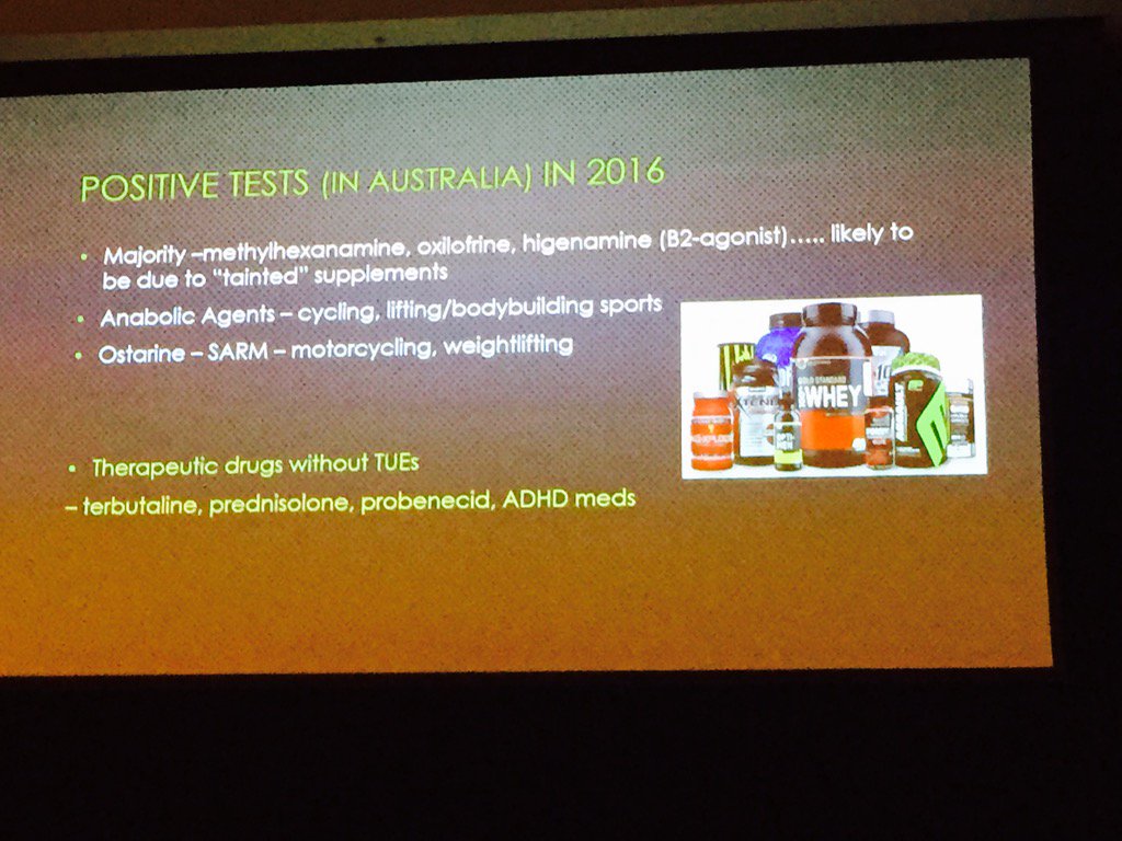 DrKrishantNaidu's tweet photo. Majority of failed doping tests in Australia from tainted supplements #ACSEP2017 #CleanSport https://t.co/Q9vJbOiBkp