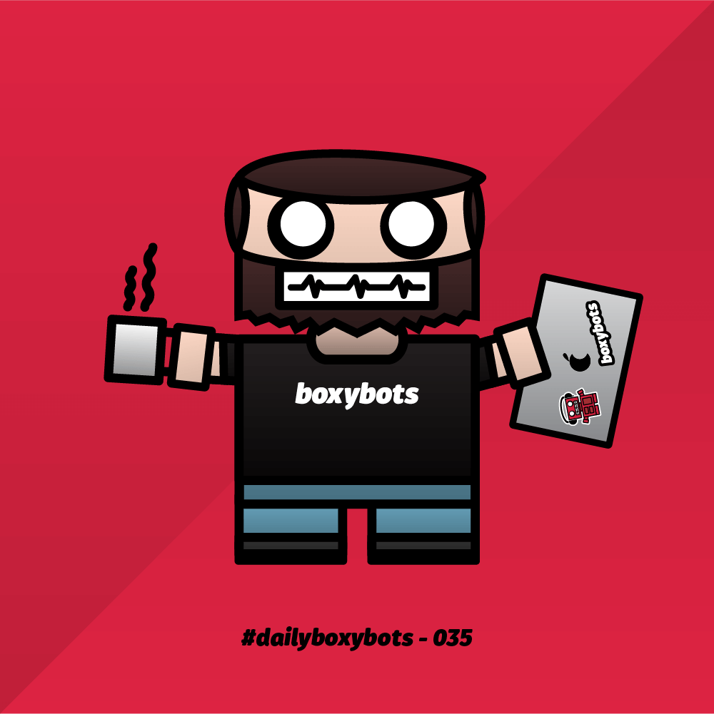 boxybots's tweet photo. A busy week at work = I missed 2 days of the #DailyBoxybots challenge. Back at it again with a self-portrait of me in bot form for day 035 🤖 https://t.co/2RrFjp8Sca