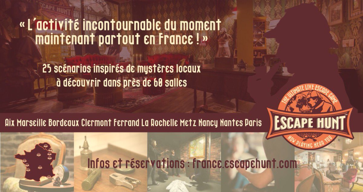 EscapeHuntPAR's tweet image. #EscapeHunt c'est près de 25 scénarios déclinés dans +50 rooms à travers la France ! #Escapegame