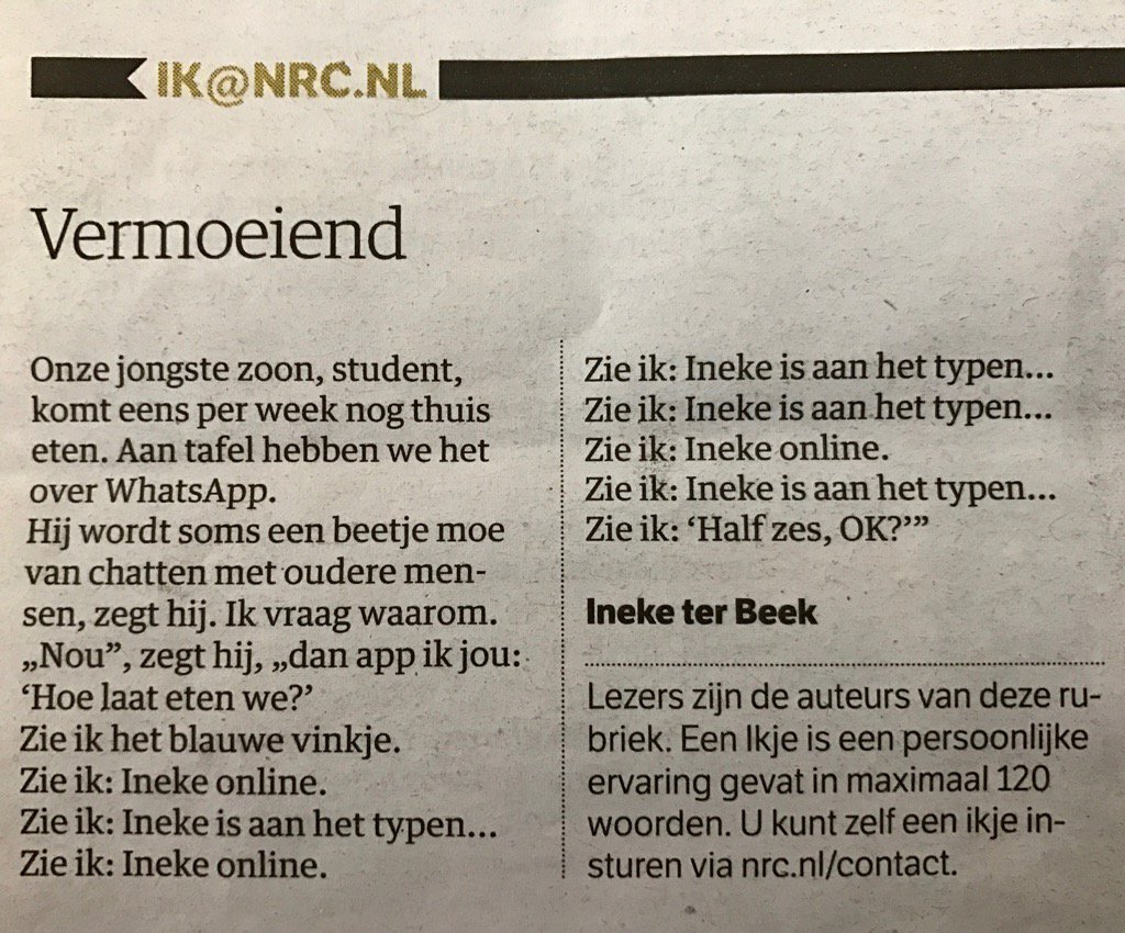 Vermoeiend, dat appen met oudere mensen #nrc #ikje #socialmedia