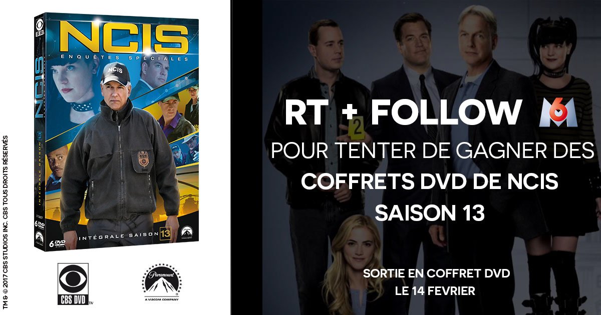 M6's tweet image. RT + Follow @M6 et essayez de gagner des coffrets DVD de la saison 13 d&apos;#NCIS !
Règlement : bit.ly/2kiiwWg