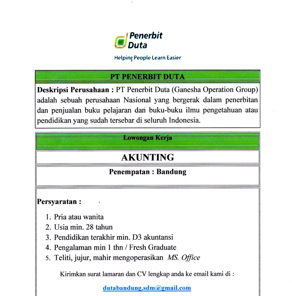 RiaNov_48's tweet photo. @JobStreetcom DIBUTUHKAN SEGERA!!! https://t.co/IJgYjV9YJG