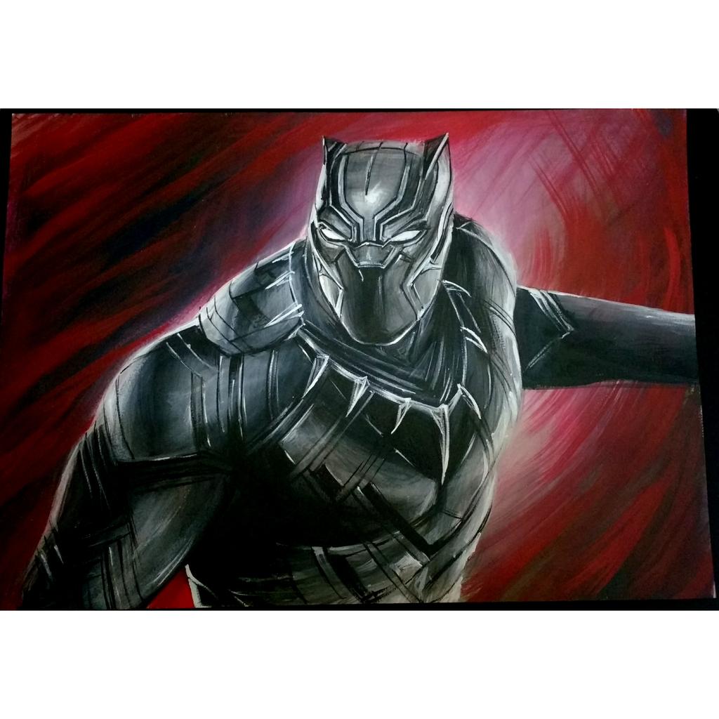 Black Panther hand painted artwork.. 
#BlackPanther #AvengersInfinityWar #RBart