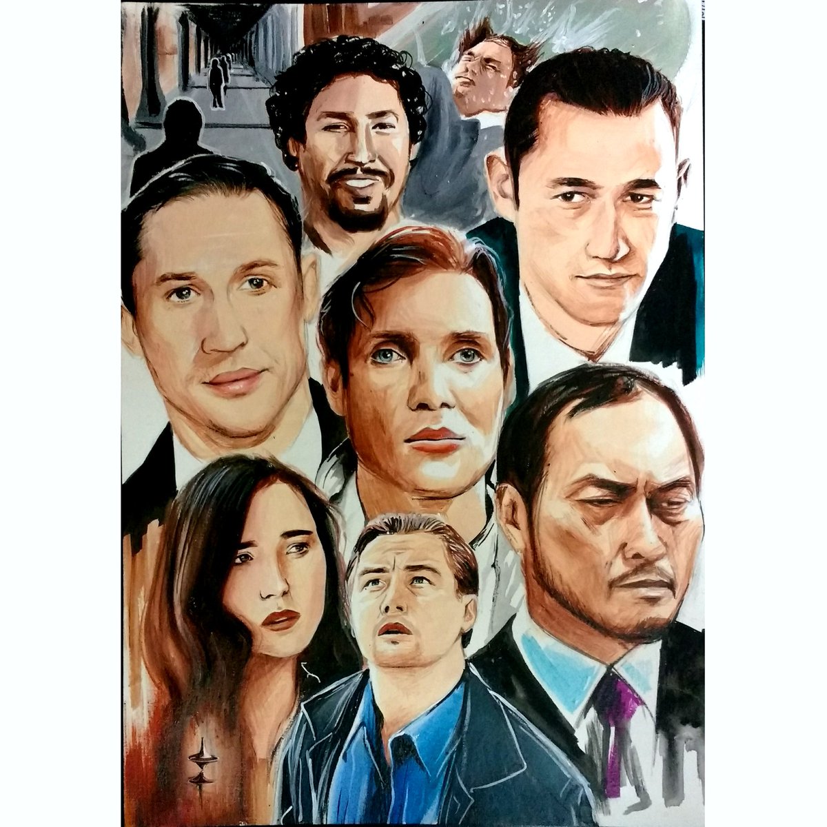 Inception hand painted artwork.. 
#inception #RBart <a href="/TomHardy/">Tom Hardy</a>