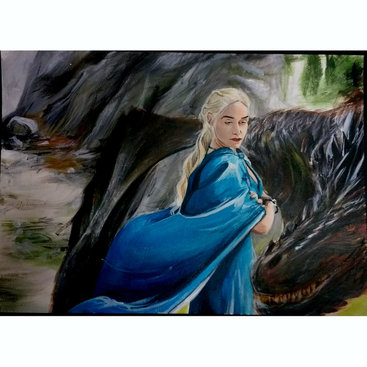 Daenerys Targaryen hand painted artwork.. #GameofThrones #RBart