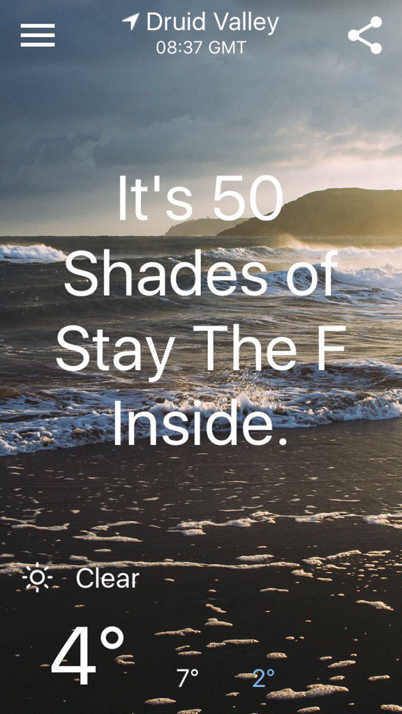DublinDJ's tweet image. It's 50 Shades of Stay The F Inside in Druid Valley #onthewaytocollege #python #codingallday  HumorCastApp.com