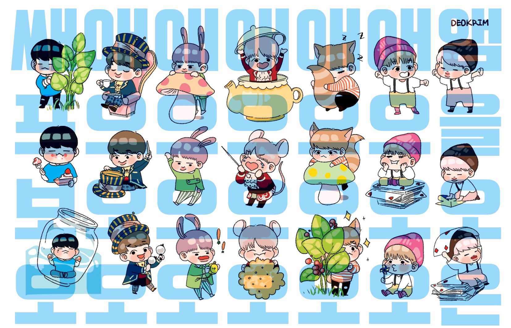 🍙 샤샤 (s/h) on Twitter: "[SG] Bangtan BOYS Stickers by @deokrim 🐣😙