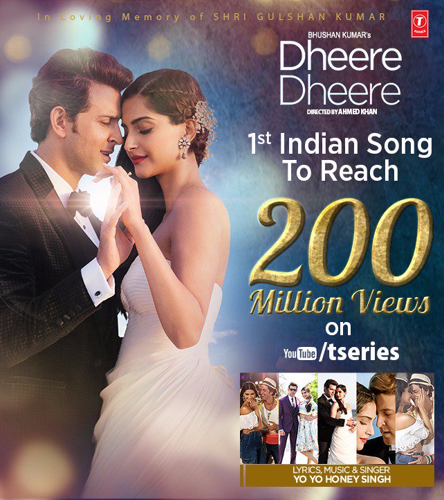 1,901. bit.ly/DheereDheere_VideoSong. the first Indian song to cross 200 mi...