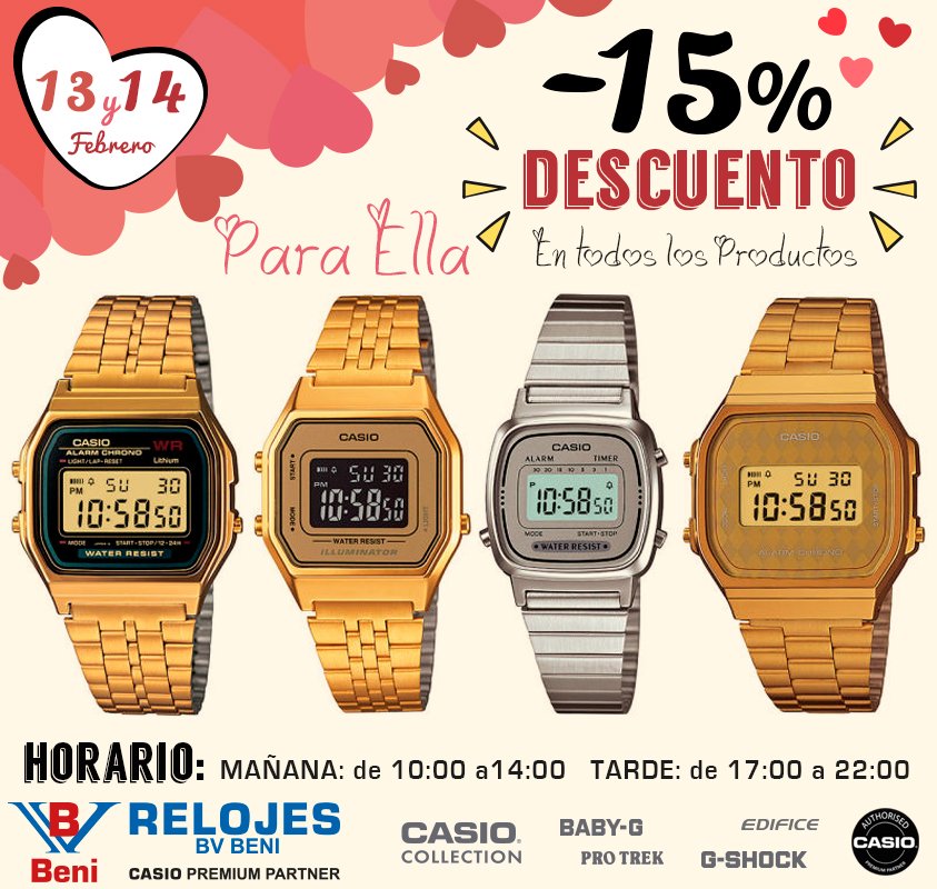 relojesbvbeni's tweet image. Un #reloj retro como un #CasioCollection es un regalo perfecto para tu chica #SanValentín ¡Y mejor con -15% de DESCUENTO!

#Relojes #BVBeni