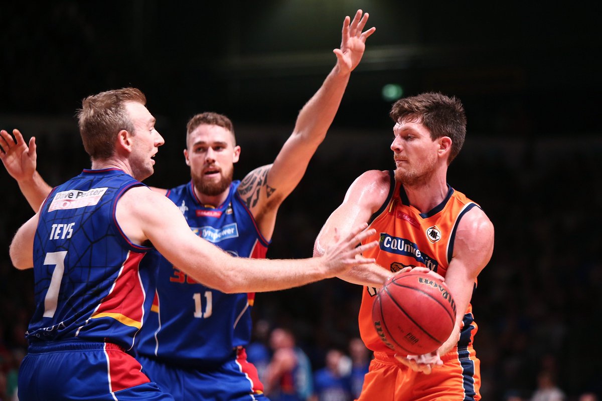 NBL's tweet photo. The @CairnsTaipans lock up the number 2 spot in #NBL17 and home court advantage in the semi finals with the 98-89 win over @Adelaide36ers https://t.co/2zZPlvcbEL