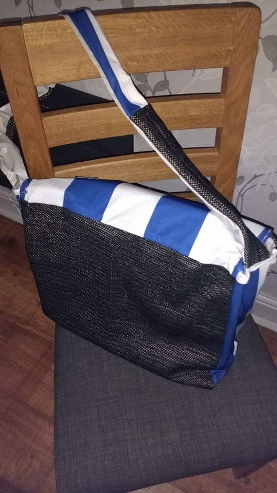 LeapinLanyTeece's tweet photo. @Owlstalk @OwlsAlive @Owlsonline @OwlHulk 
Look what my talented wife made. A nappy bag for a couple of big Wednesdayites. #swfc https://t.co/R7NPwJ3zYd