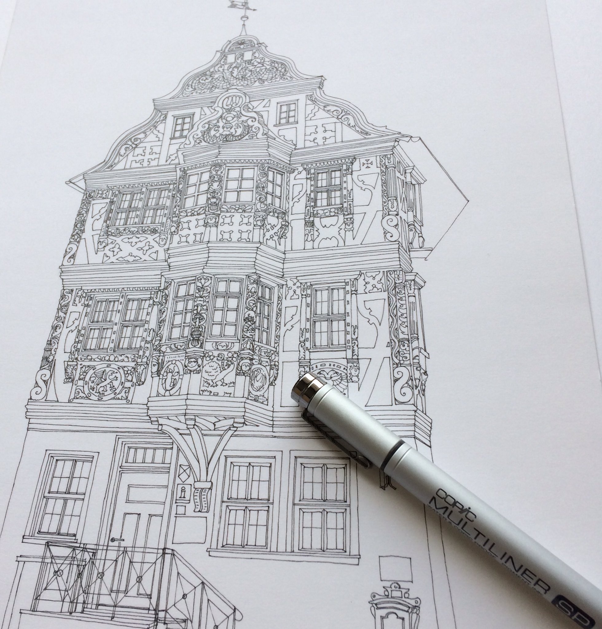 Twitter 上的 りひこ 絵 自家製 大人の塗り絵 線画できた O ドイツ のイトシュタインにあるキリンガーハウスという建物です 観光案内所兼博物館です イラスト スケッチ コロリアージ Travel Illustration T Co A6rhuhqvii Twitter