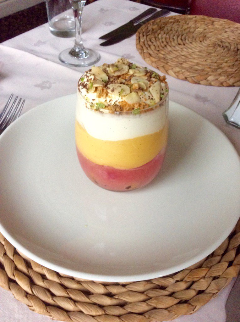Here's our first rhubarb dish of the year! New season rhubarb and sherry triffle. #locallarder