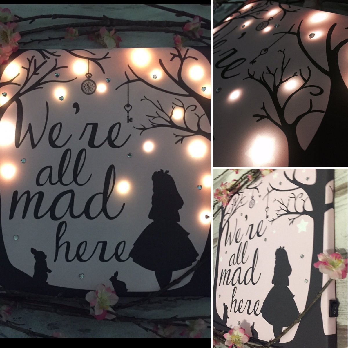 FirefliesTweet's tweet image. Our LED Alice in Wonderland canvas was handmade this morning🐰⭐️🗝#personalisedgift #aliceinwonderland #disney #design #art #valentinesday