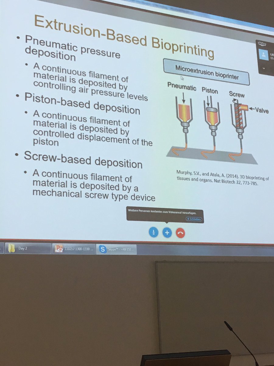 MirjamBauer's tweet photo. Conference by @Skype now: Kengla @WFIRMnews Can we grow organs instead of transplanting them? Current status+future of #bioprinting #ETIM17 https://t.co/KoSKTpwyOh