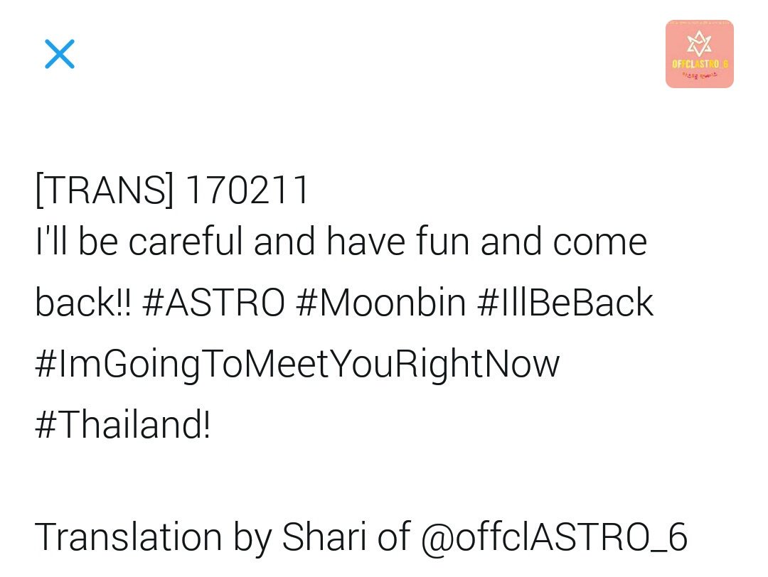 offclASTRO_6's tweet photo. [TRANS] 170211 #아스트로 Official Twitter Update - Moonbin https://t.co/ClfEx9AipB