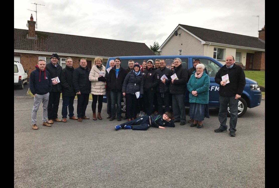 DUP_FST_YD's tweet photo. Part of our great canvassing team out in force in Fermanagh this afternoon! #TeamFoster #AF4FM https://t.co/1Oy6hx0Yb9