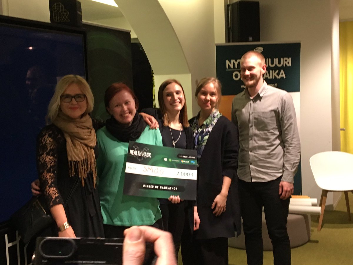 Heleonsaari's tweet image. Voittaja valittu #healthhack2017 Voittokonsepti huomioi kohderyhmän motivoinnin sekä sosiaaliset elementit. Teknologia mukana luontevasti.