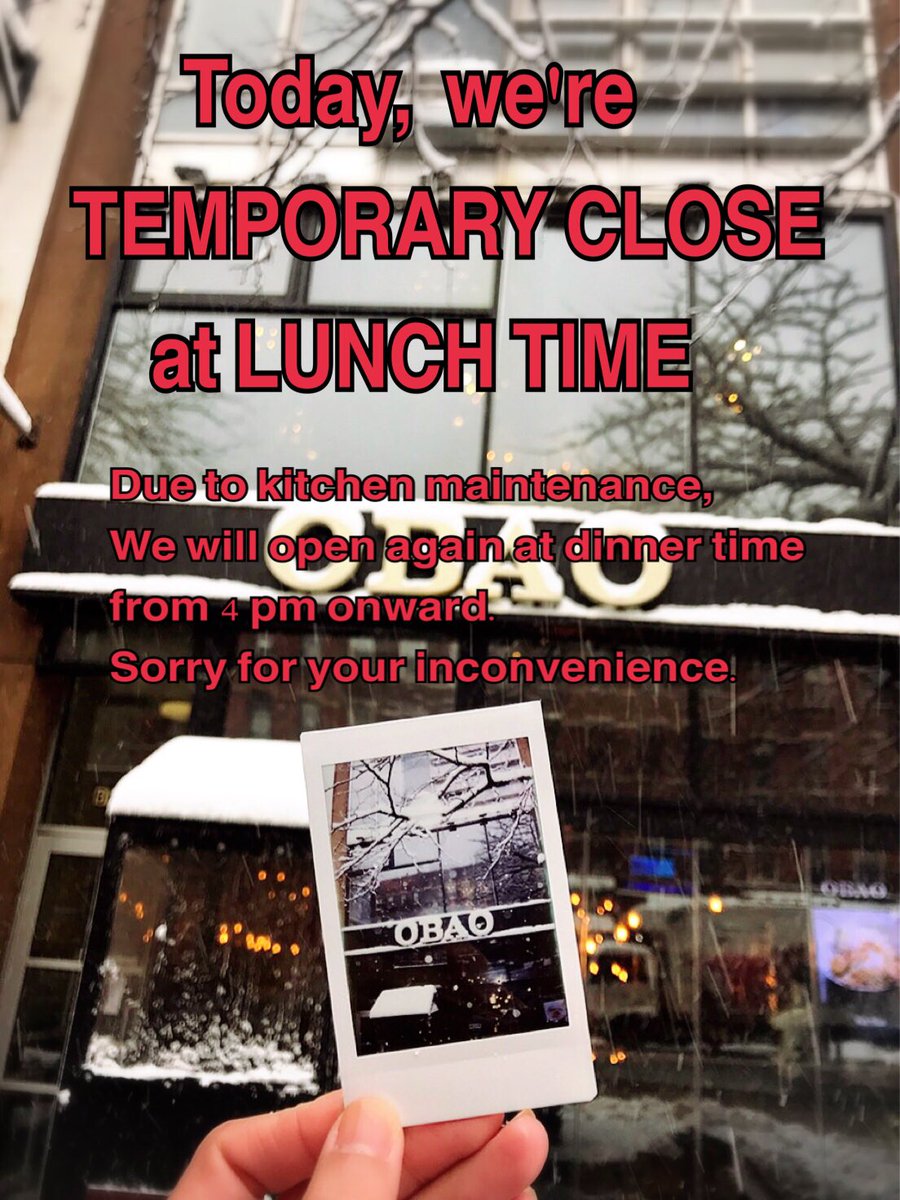 OBAONY's tweet photo. Today, we open for dinner time only from 4 pm. See you again this evening. #obaony  #hellskitchen https://t.co/vozKff8MsB