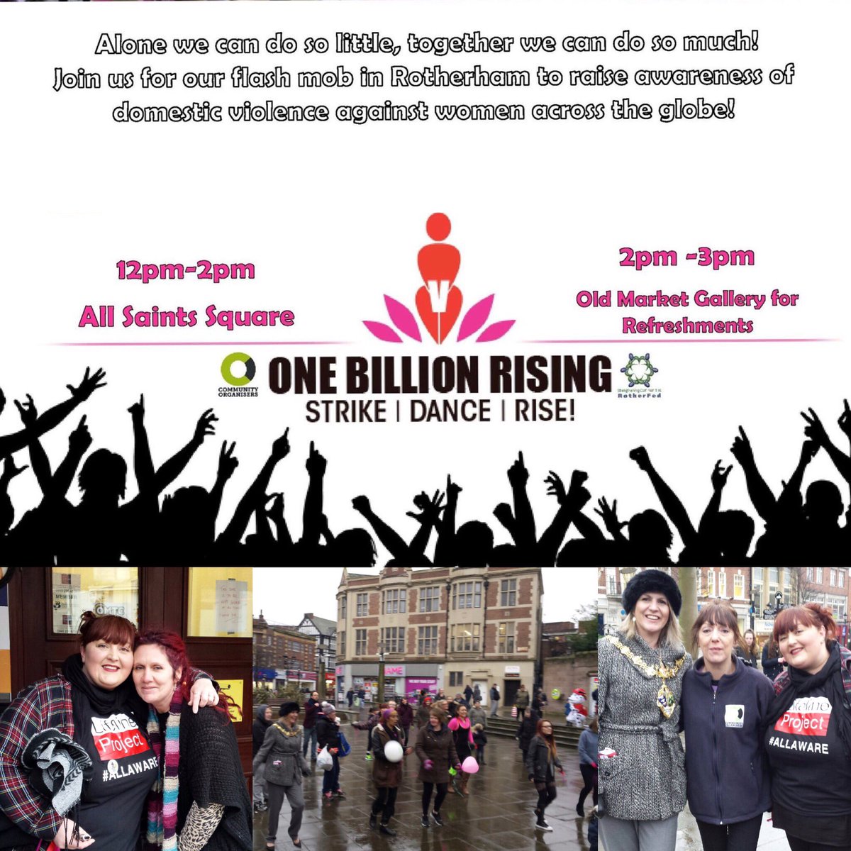 CarnsonCGL's tweet photo. Fantastic community event celebrating #OneBillionRising2017 in #Rotherham with @RotherhamMayor and our Community Partners #ItsNotOk2017 https://t.co/bOuwWRD3HW
