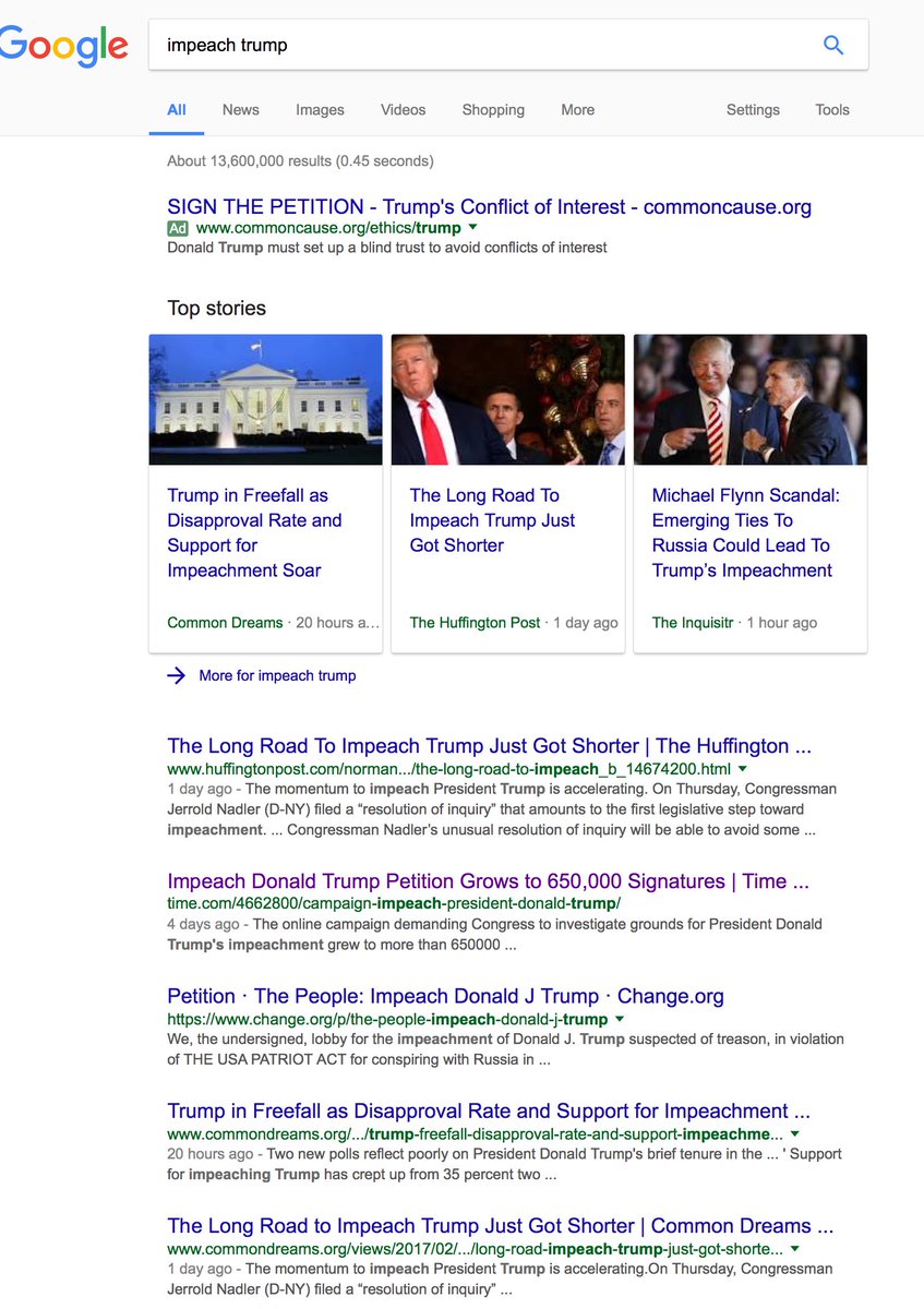 Wrather86's tweet image. 13,600,000 Results on Impeach Trump