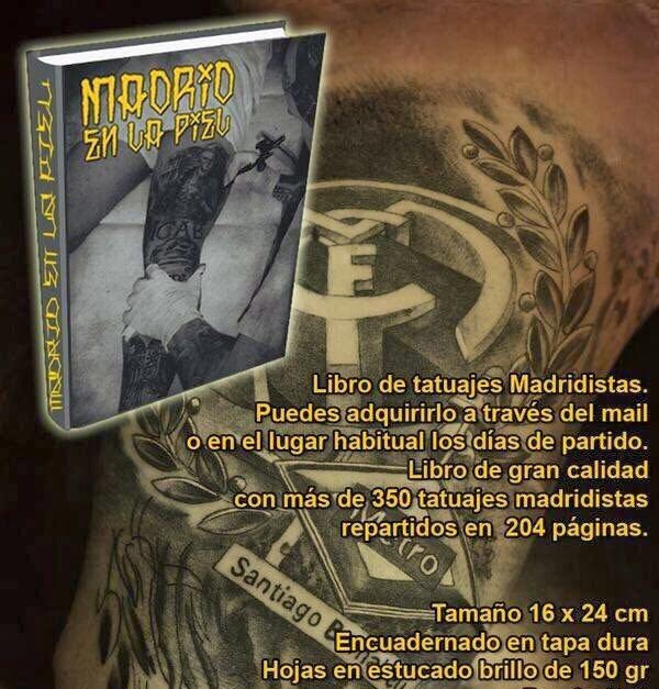 FondoSur_1980's tweet photo. Libro de tatuajes madridistas (más de 350 tatuajes en 204 hojas a todo color) disponible. Venta online, sociosultrassur@hotmail.com https://t.co/Hf7YzoN0U2