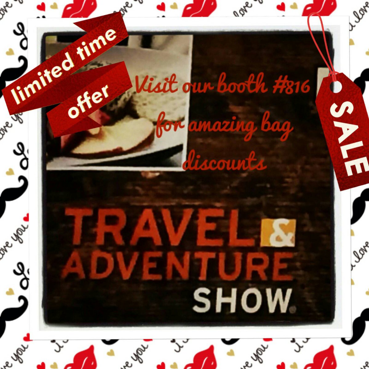 TravelPickBags's tweet photo. We have #special #deals and #giveaways on #travel bags you'll love! Booth #816 #travelandadventureshow NOW!!! #traveler https://t.co/eJDSRojYsr