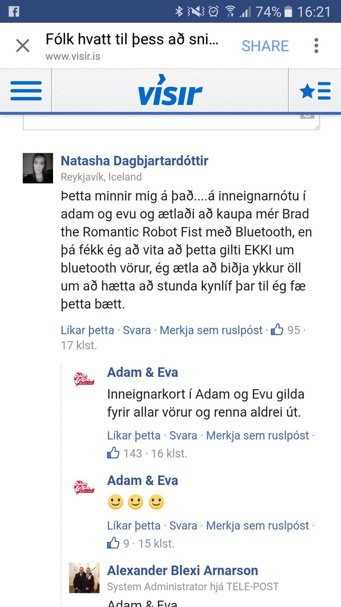 leifuro12's tweet photo. Með betri kommentar sem ég hef séð frá Adam &amp; Evu 😂 #hvaðersamtmáliðmeðtuðiðíÍslendingum https://t.co/FLZSQ12w8w