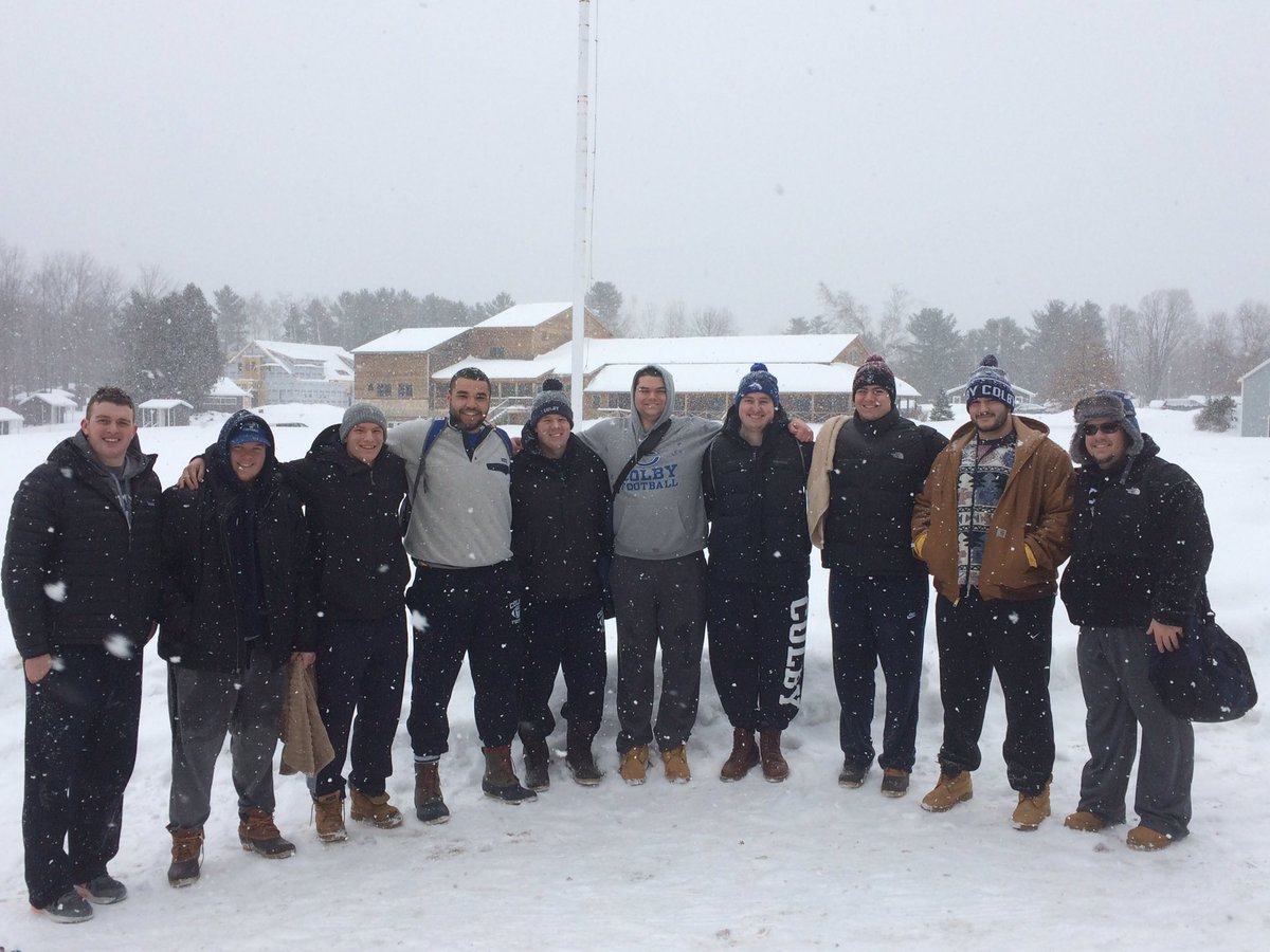 Colby_Football's tweet photo. Great morning at the Polar Bear Dip raising $$ for those in need in the Waterville area! We even got a car out of a snow bank! #BTP #BTC https://t.co/fD3LSAvIvZ