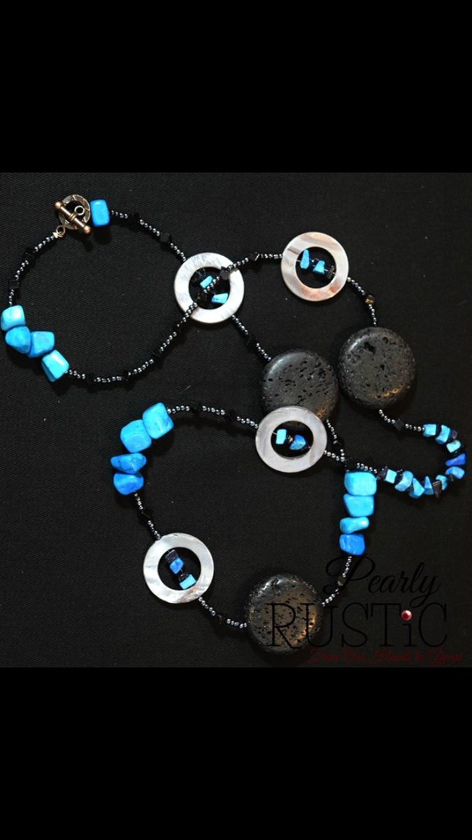 pearly_rustic's tweet photo. New necklace added! The Blue Lava Necklace set! #pearlyrustic you won't find anything like this!! #jewelry #fromourhandstoyours https://t.co/1c2V5XfdNt