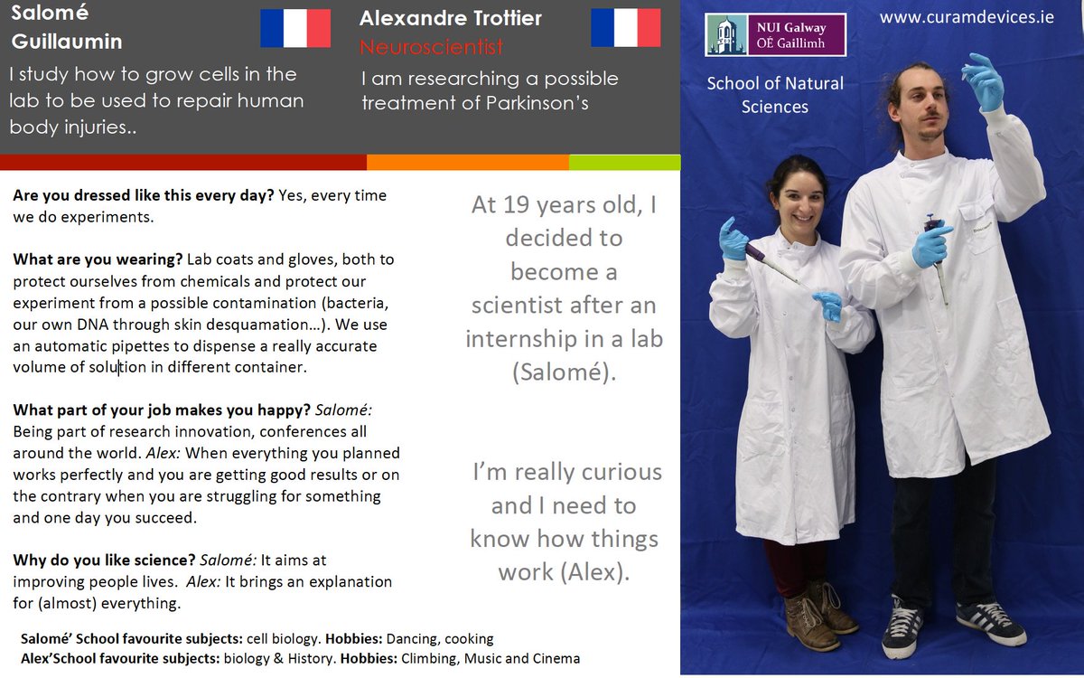 Cellexplorers's tweet image. Here is Salomé, @nuigalway @CURAMdevices cellular biologist &amp;amp; with  her colleague Alex, a #sciencerolemodel ! #womenscienceday #WomanInSTEM