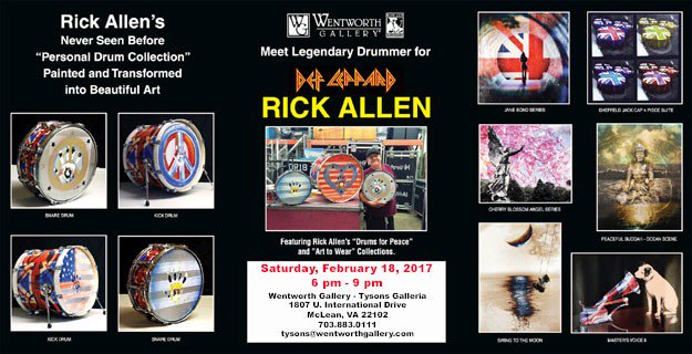 Meet <a href="/rickallenlive/">Rick Allen</a> from <a href="/DefLeppard/">Def Leppard</a> Sat. 2/18 from 6-9p at #WentworthGallery feat. collections #DrumsForPeace &amp; #ArtToWear! #TysonsGalleria