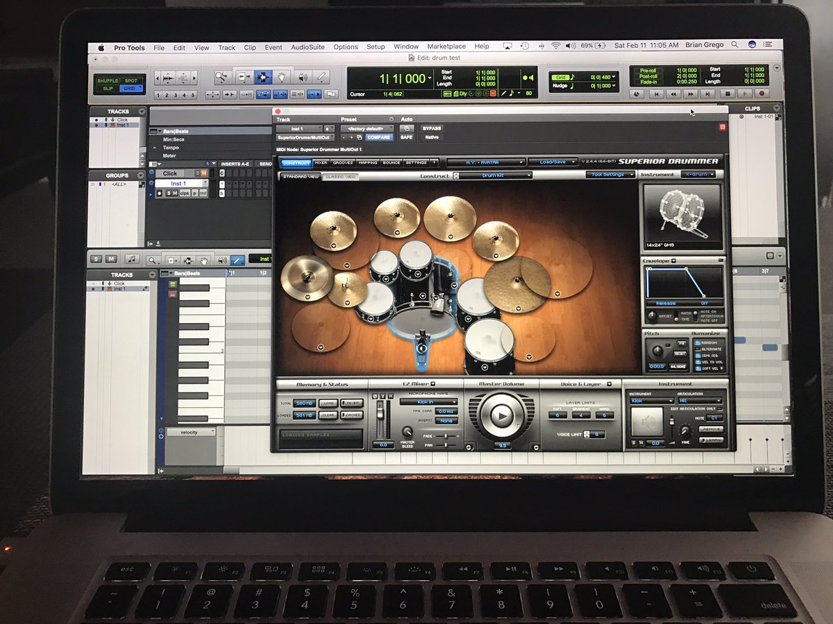 BrianGrego's tweet photo. Learning and loving my @Toontrack #superiordrummer2 purchase from @SweetwaterSound #toontrack #sweetwater #avid #protools12 @AvidProTools https://t.co/fhtOZQ5xtX