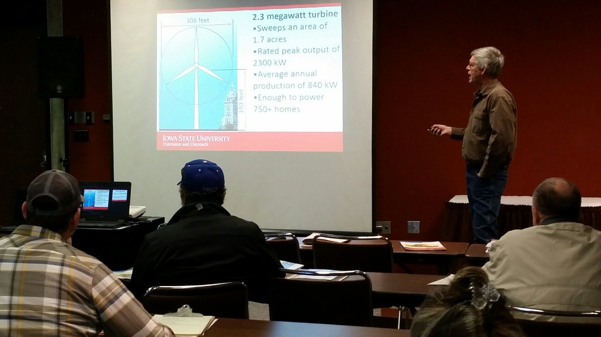 iowamadeline's tweet image. Greg Brenneman shares IA is second only to TX in windpower, some @iasmallfarms make small wind turbines work #isueo
