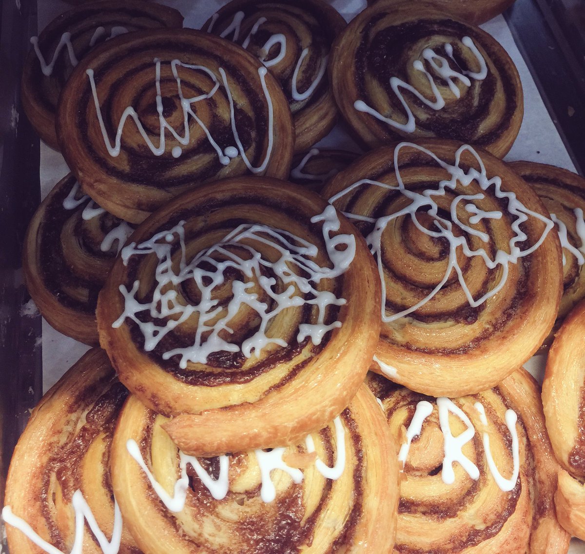 TescoExpressSD2's tweet photo. We attempted the dragon on our cinnamon swirls 🙈😂 in support of today's game! Come on boys!!!🏈#wru #WALvENG #cardiff #SixNations https://t.co/pon8Fb10mj