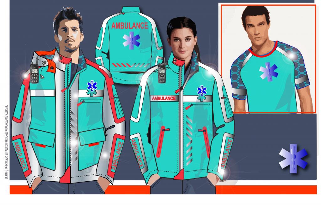 Nieuwe kleding voor ambulancemedewerkers. 'Touch of Red' winnend ontwerp. Zie hele verhaal op rav-fryslan.nl