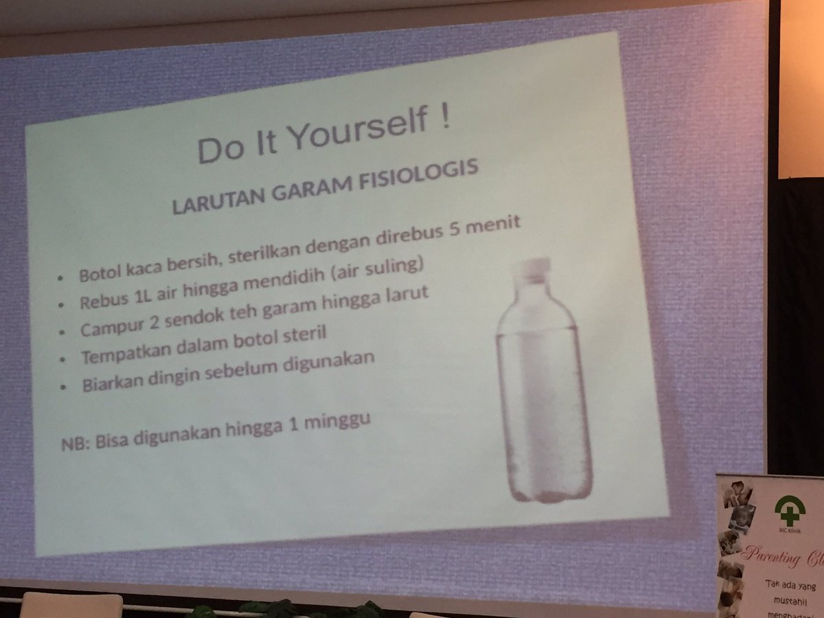 Larutan garam fisiologis ini bisa dibuat sendiri dan tahan sampai seminggu. #ParentingClass <a href="/drtiwi/">dr ayu partiwi</a> <a href="/priscilla0901/">dr. Priscilla, SpBP</a>